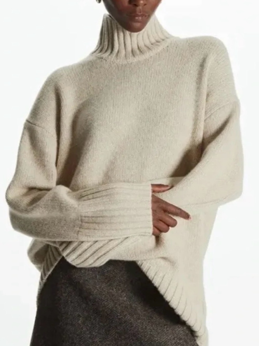 COS Cream Turtleneck Oversized Sweater